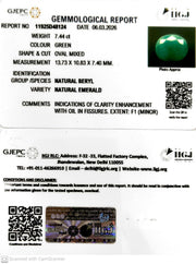 7.44/CT Natural Panna Stone with Govt. Lab Certificate-11925D48124