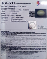 Load image into Gallery viewer, 3.13/CT Natural Chrysoberyl Cat&#39;s Eye with Govt. Lab Certificate (6771)
