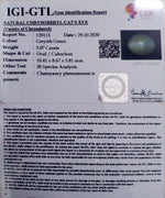 Load image into Gallery viewer, 3.07/Ct Natural Chrysoberyl Cat&#39;s Eye with Govt. Lab Certificate (6771)
