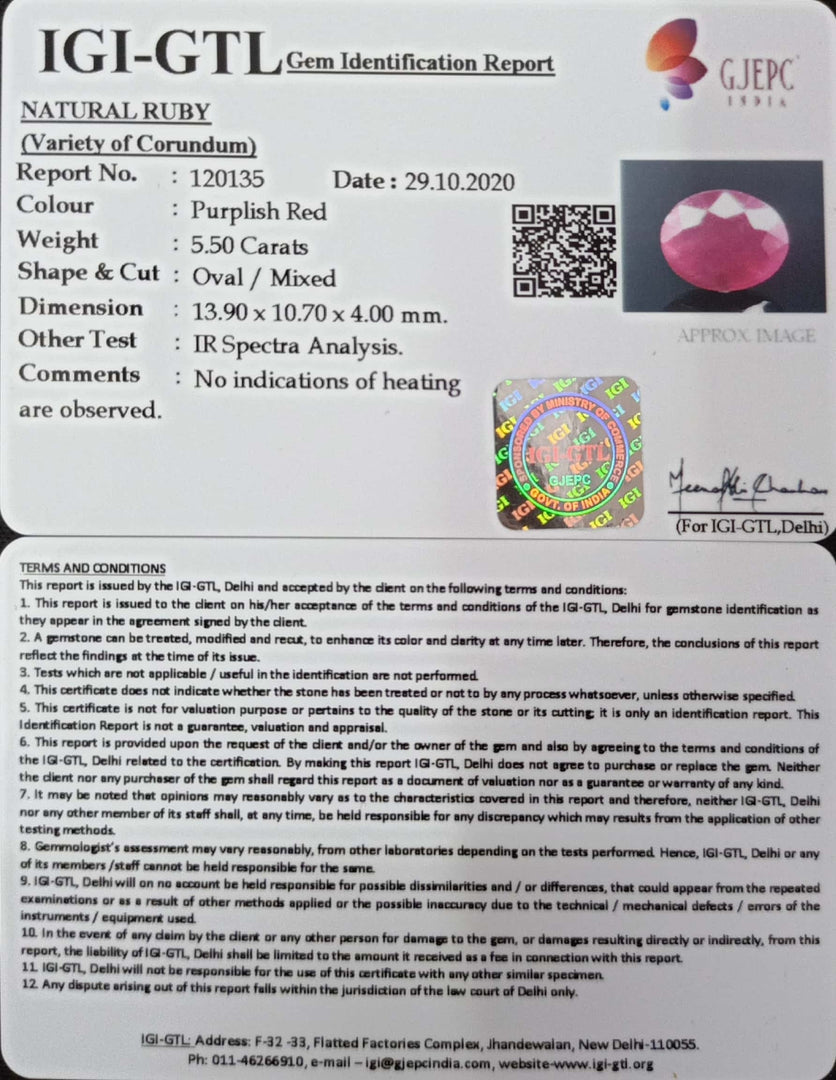 6.10 Ratti Natural Ruby with Govt Lab Certificate-(12210)
