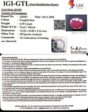 7.52 Ratti Natural Ruby with Govt Lab Certificate-(12210)