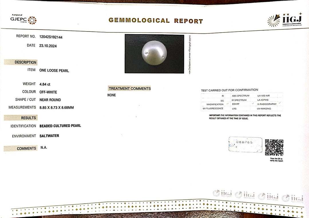4.84/CT Natural South Sea Pearl with Govt. Lab Certificate-1550