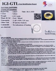 4.10/CT Natural yellow sapphire with Govt Lab Certificate-(YELSA9W)