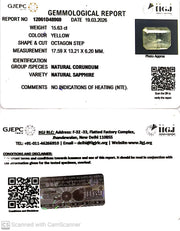 15.63/CT Natural Yellow Sapphire With Govt Lab Certificate-12061D48969