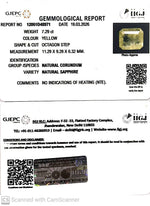 Load image into Gallery viewer, 7.29/CT Natural Yellow Sapphire With Govt Lab Certificate-12061D48971