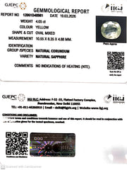 4.05/CT Natural Yellow Sapphire With Govt Lab Certificate-12061D48981