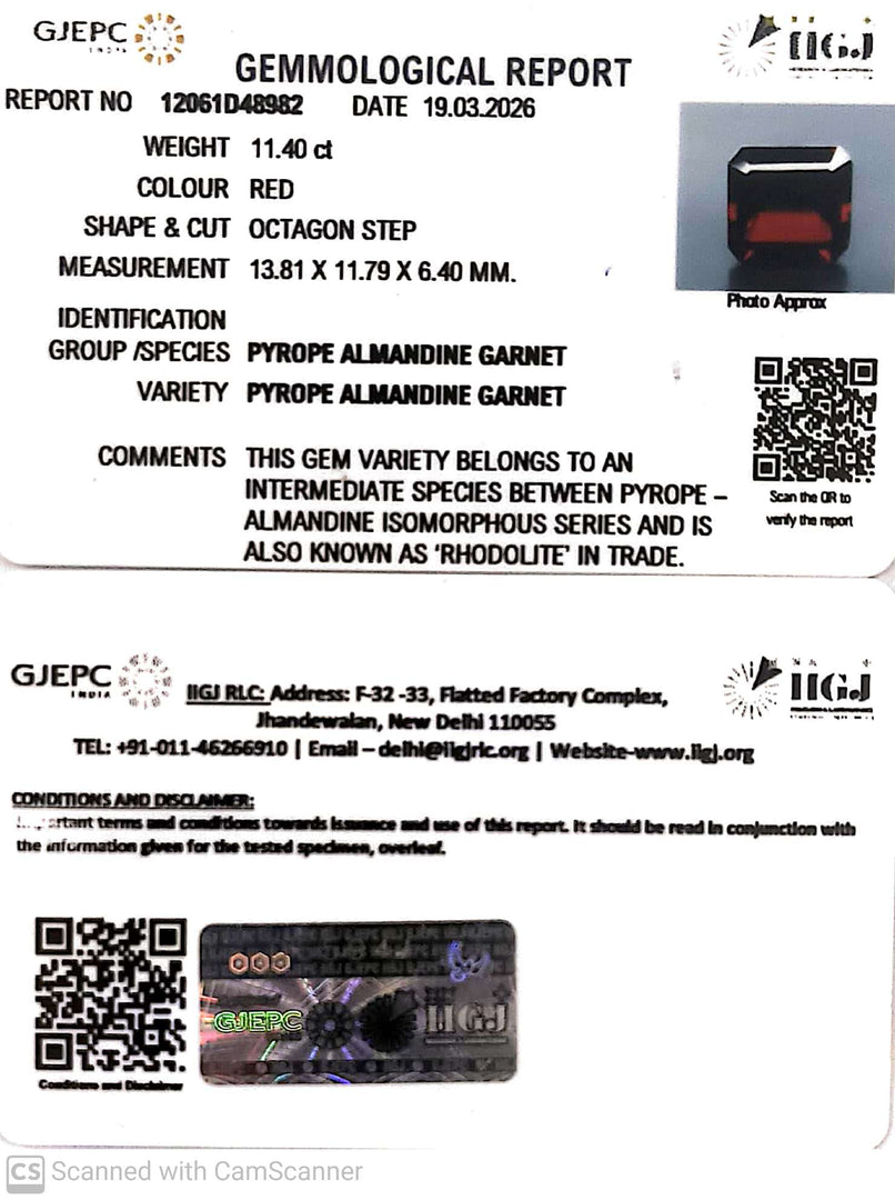 11.40/CT Natural Rhodolite Garnet Stone with Govt Lab Certificate-12061D48982