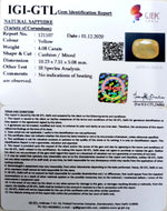 Load image into Gallery viewer, 4.52 Ratti Natural Ceylonese Yellow Sapphire with Govt Lab Certificate-(4551)
