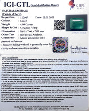 4.09/CT Natural Emerald Stone With Govt. Lab Certificate (6771)