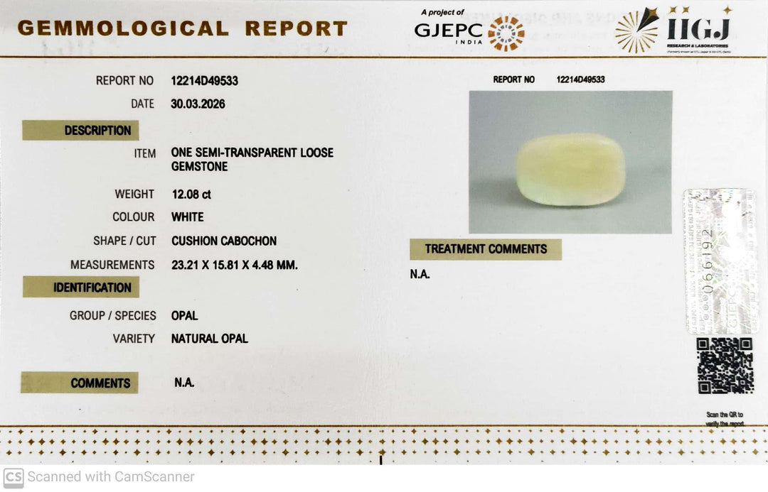 12.08/CT Natural Opal with Govt. Lab Certificate-12214D49533