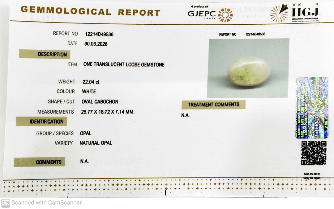 22.04/CT Natural Opal with Govt. Lab Certificate-12214D49536