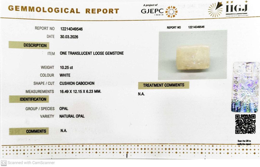 10.25/CT Natural Opal with Govt. Lab Certificate-12214D49546