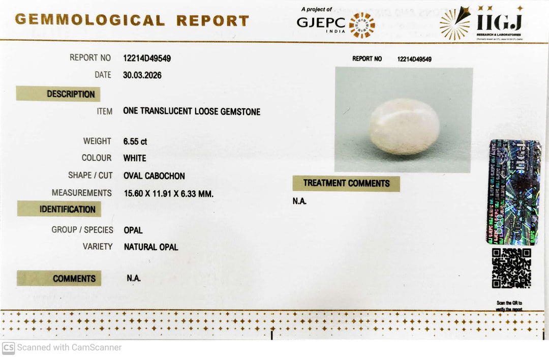 6.55/CT Natural Opal with Govt. Lab Certificate-12214D49549