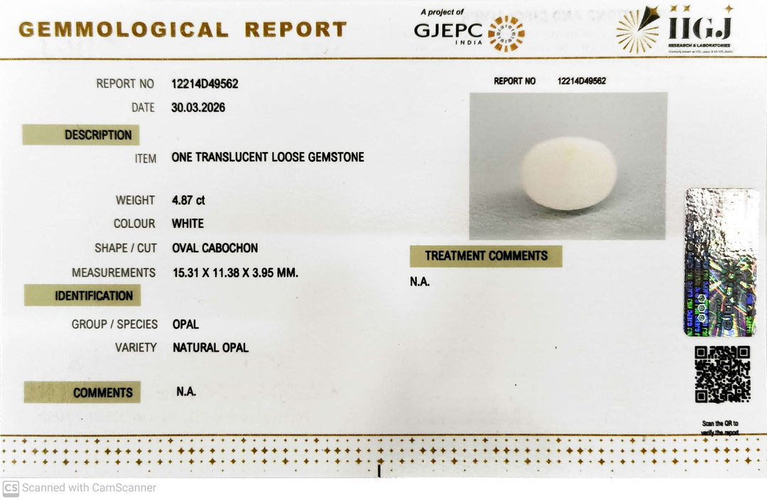 4.87/CT Natural Opal with Govt. Lab Certificate-12214D49562