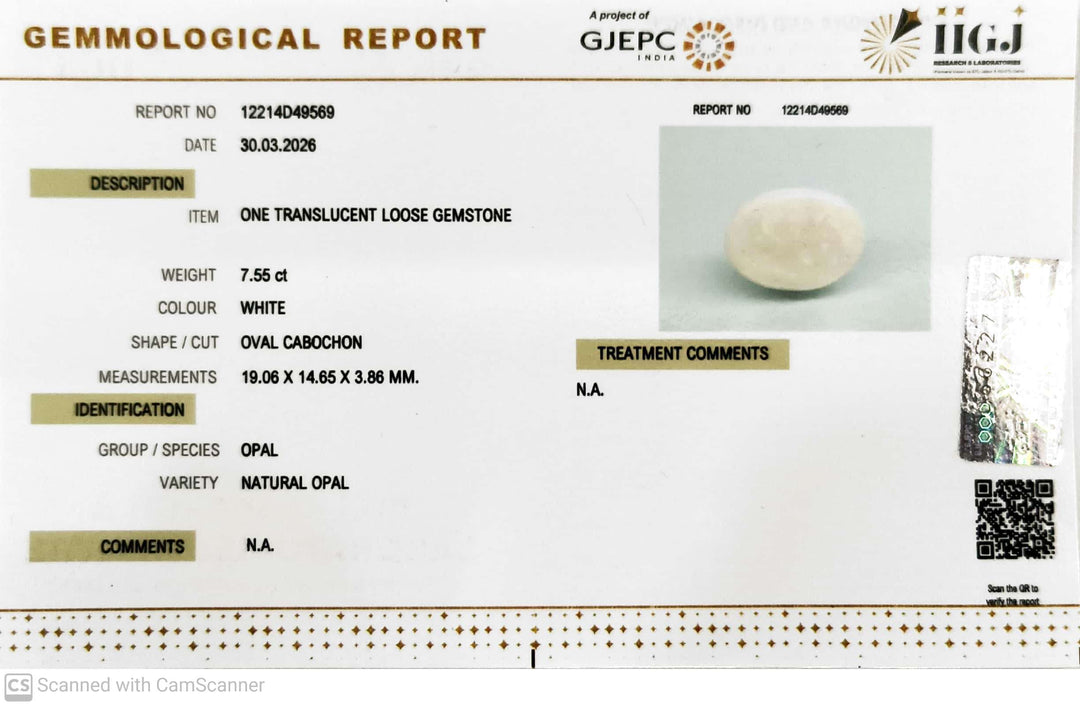7.55/CT Natural FIRE OPAL with Govt. Lab Certificate-12214D49569