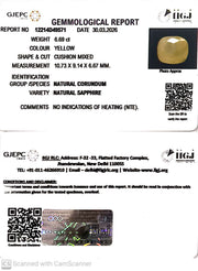 6.69/CT Natural Yellow Sapphire With Govt Lab Certificate-12214D49571