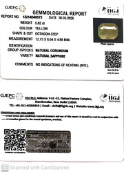 5.82/CT Natural Yellow Sapphire With Govt Lab Certificate-12214D49573