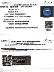 6.77/CT Natural Blue Sapphire with Govt Lab Certificate-12214D49579