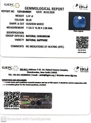 5.47/CT Natural Blue Sapphire with Govt Lab Certificate-12214D49581