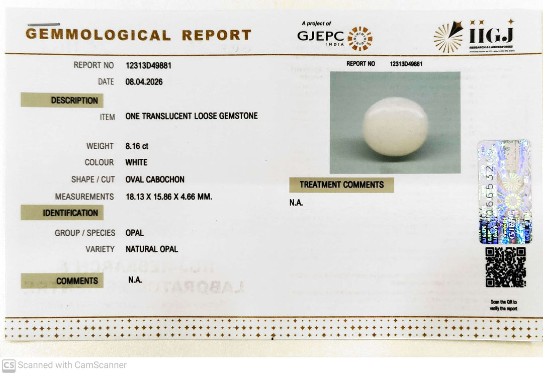 8.16/CT Natural FIRE OPAL with Govt. Lab Certificate-12313D49881