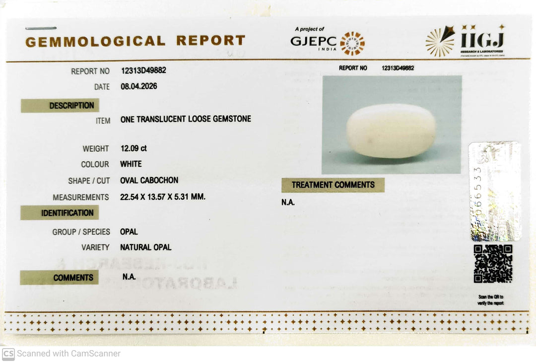 12.09/CT Natural FIRE OPAL with Govt. Lab Certificate-12313D49882