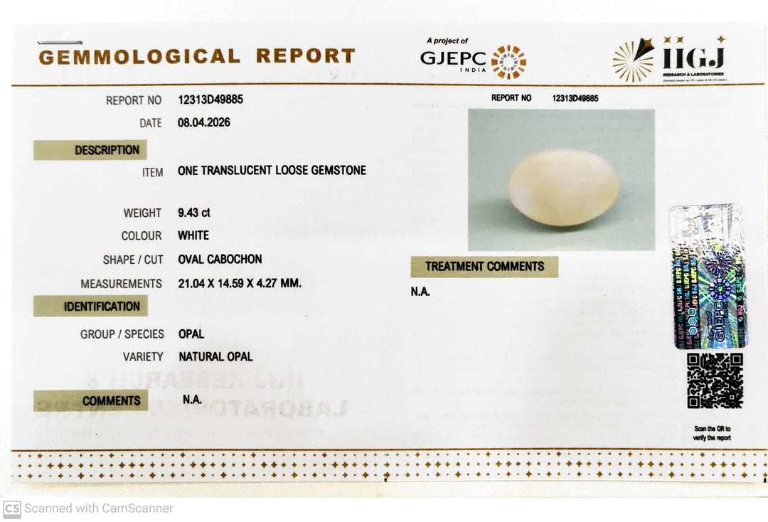 9.43/CT Natural FIRE OPAL with Govt. Lab Certificate-12313D49885