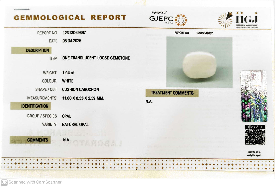 1.94/CT Natural FIRE OPAL with Govt. Lab Certificate-12313D49887
