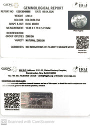 4.98/CT Natural Zircon with Govt. Lab certificate-12313D49895