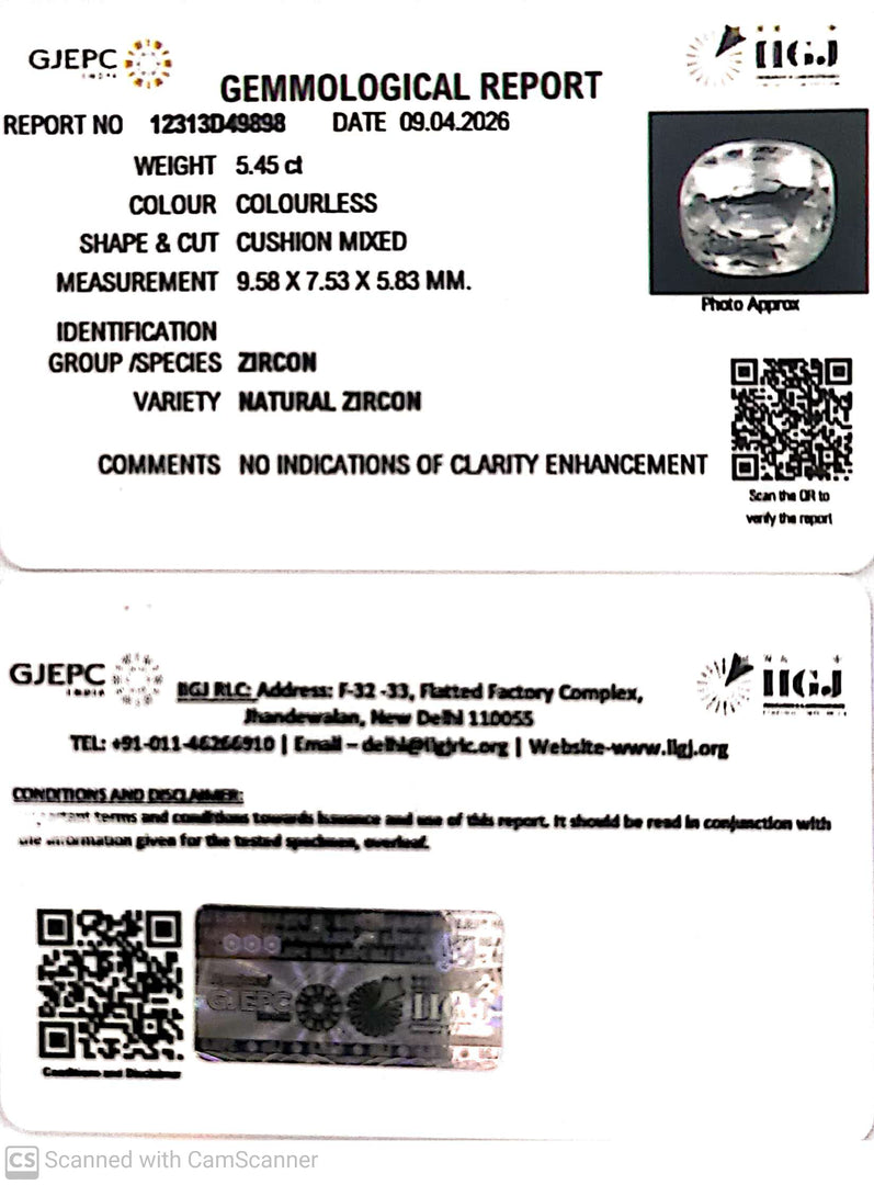 5.45/CT Natural Zircon with Govt. Lab certificate-12313D49898