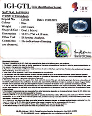 2.87/CT Natural Blue Sapphire with Govt Lab Certificate-BLUSA9T