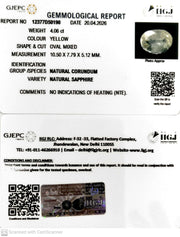 4.06/CT Natural Yellow Sapphire With Govt Lab Certificate-12377D50190