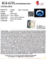 Load image into Gallery viewer, 5.43 Ratti Blue Topaz with Govt Lab Certificate-(1650)
