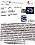 Load image into Gallery viewer, 3.43/CT Natural Certified Blue Topaz Gemstone -124640
