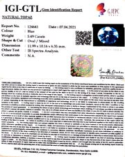 6.09 Ratti Blue Topaz with Govt Lab Certificate-(1650)