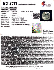 4.42 Ratti Natural Ceylonese Yellow Sapphire with Govt Lab Certificate-(6771)