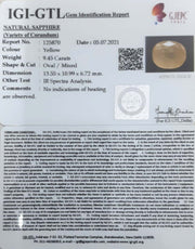10.48 Ratti Natural Ceylonese Yellow Sapphire with Govt Lab Certificate-(6771)