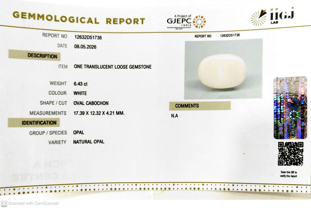 6.43/CT Natural FIRE OPAL with Govt. Lab Certificate-12632D51736