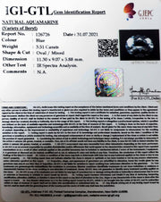 3.51/CT Natural Aquamarine with Govt Lab Certificate-5661