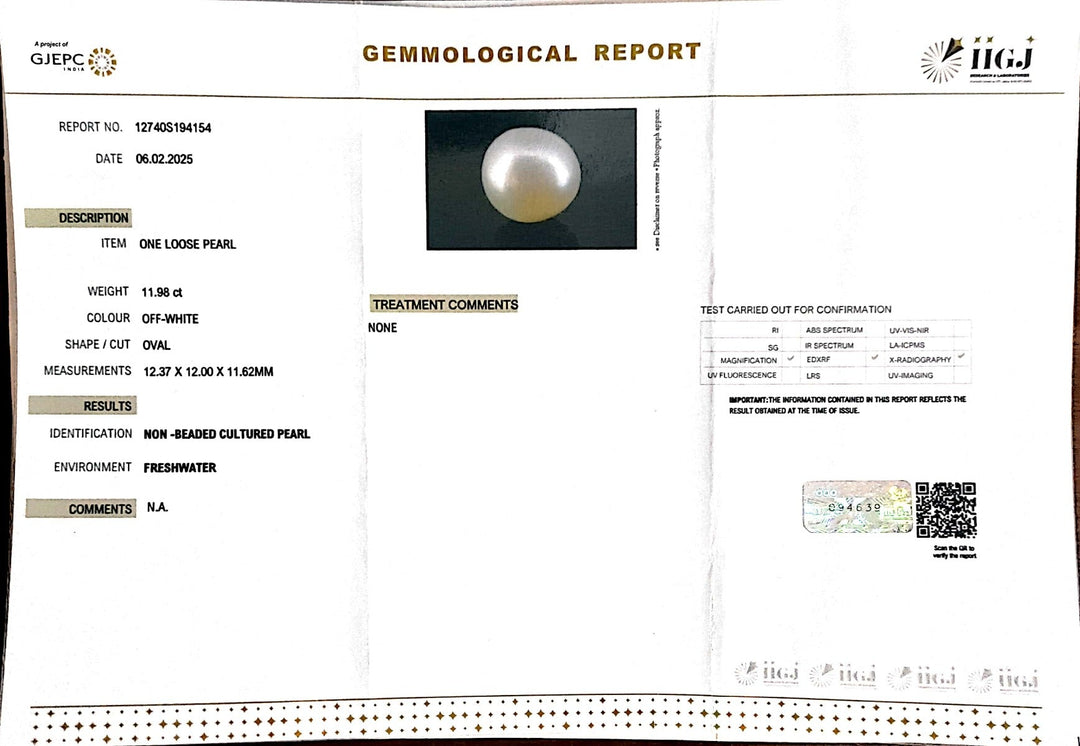 11.98/CT South Sea Pearl with Govt. Lab Certificate-1550