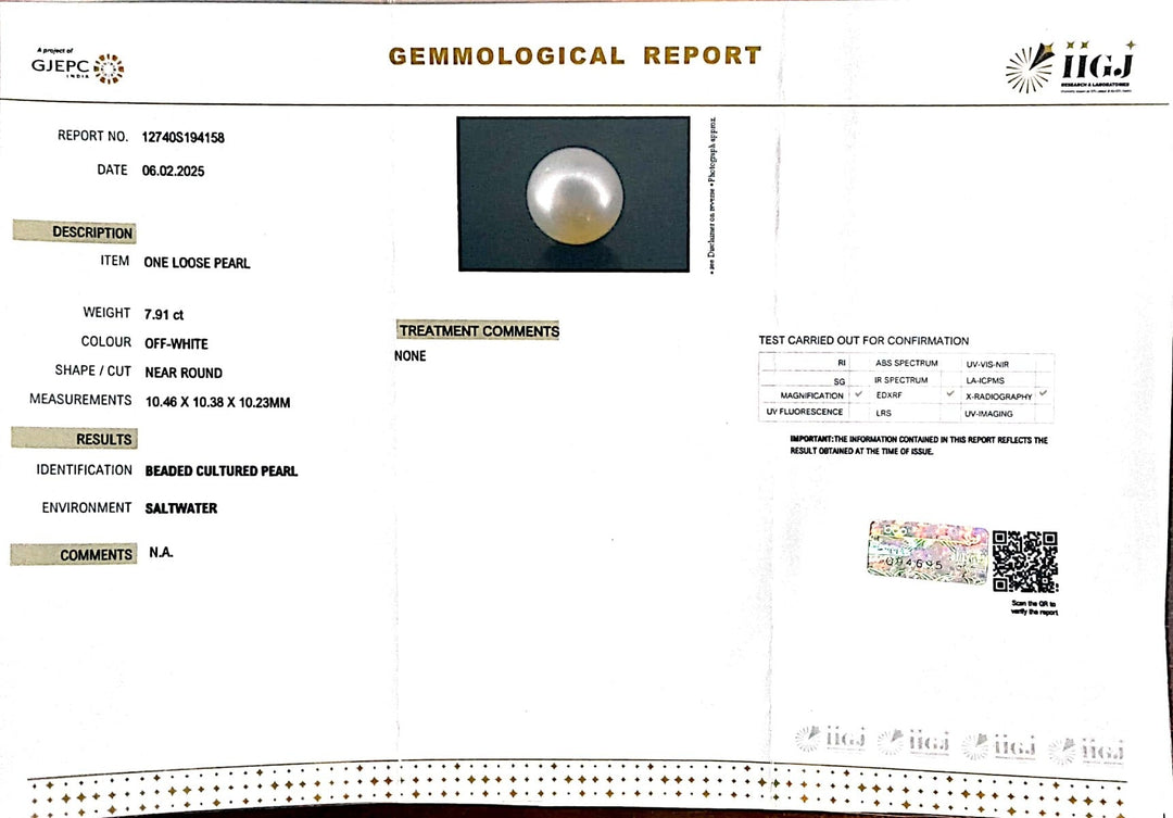 7.91/CT South Sea Pearl with Govt. Lab Certificate-1550