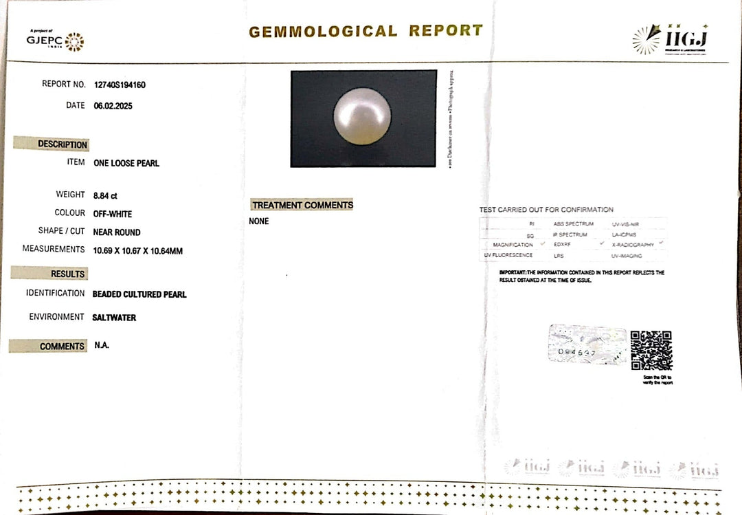 8.84/CT South Sea Pearl with Govt. Lab Certificate-1550