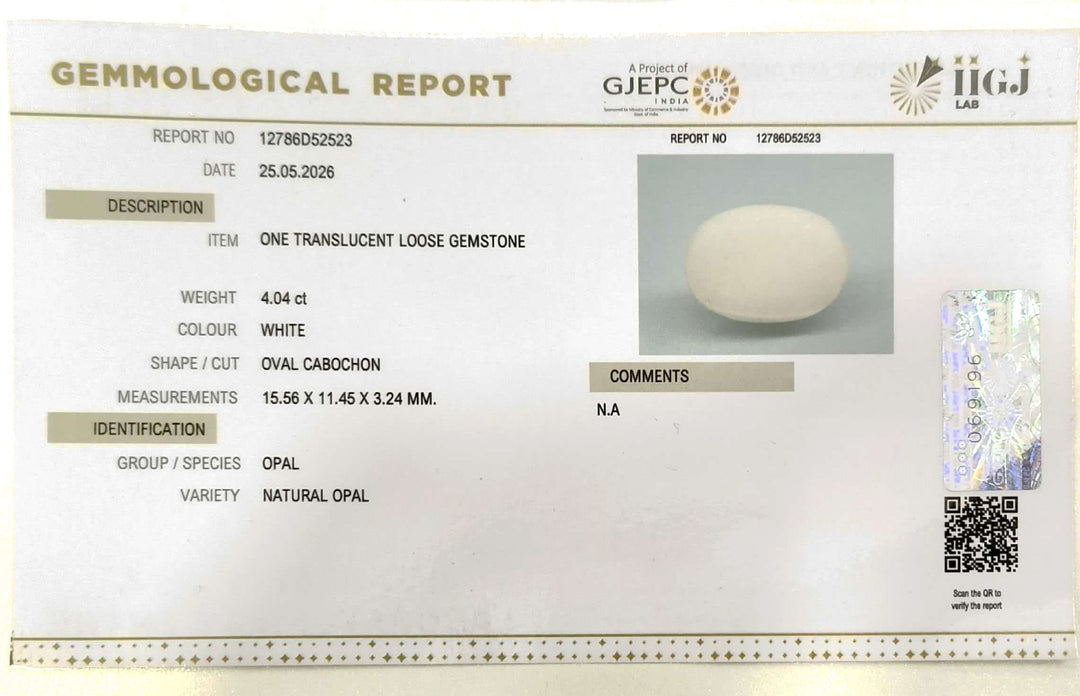 4.40/CT Natural FIRE OPAL with Govt. Lab Certificate - 12786D52523