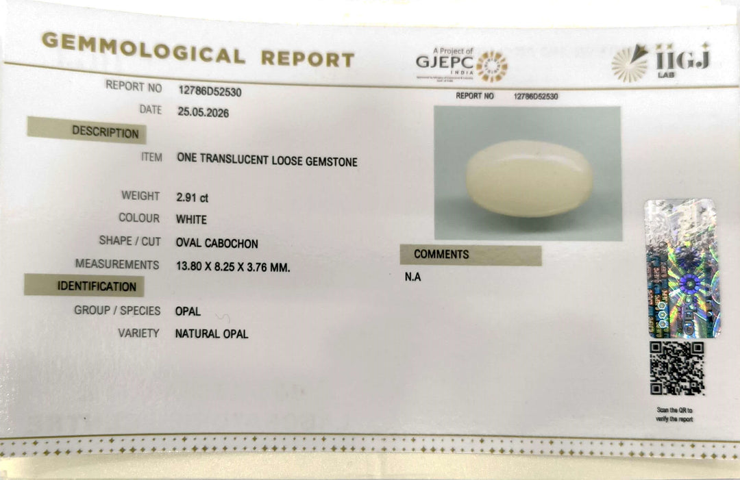 2.51/CT Natural FIRE OPAL with Govt. Lab Certificate - 12786D52530