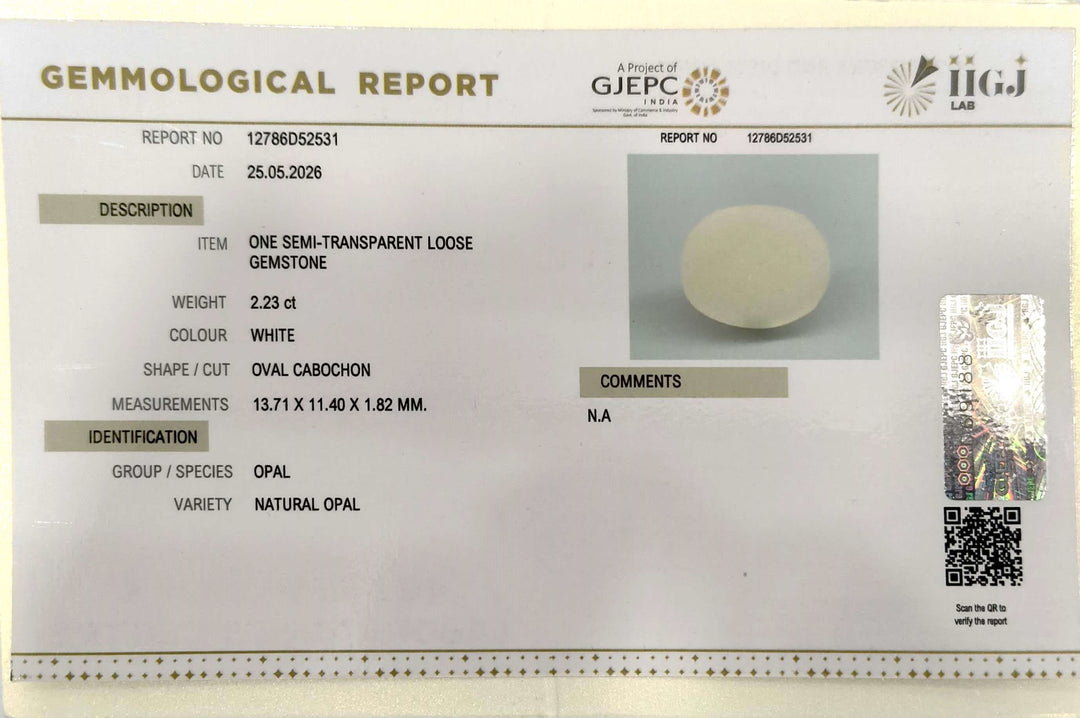 2.23/CT Natural FIRE OPAL with Govt. Lab Certificate - 12786D52531