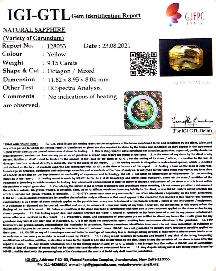 9.15/CT Natural Ceylonese Pukhraj with Govt Lab Certificate-78810