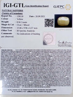 Load image into Gallery viewer, 8.56/CT Natural Yellow Sapphire with Govt Lab Certificate-(1221)
