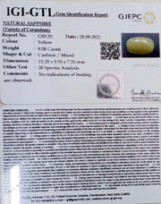 9.08/CT Natural Yellow Sapphire with Govt Lab Certificate-(1221)