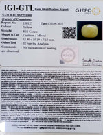 Load image into Gallery viewer, 8.11/CT Natural Yellow Sapphire with Govt Lab Certificate-(1221)
