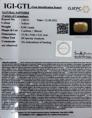 8.58/CT Natural Yellow Sapphire with Govt Lab Certificate-(1221)