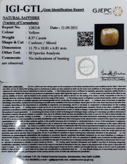 8.37/CT Natural Yellow Sapphire with Govt Lab Certificate-(1221)